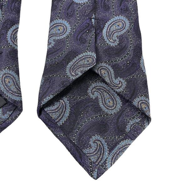 Jos A Bank Signature Collection Mens Purple Blue Paisley Neck Tie Necktie Silk - Picture 16 of 16